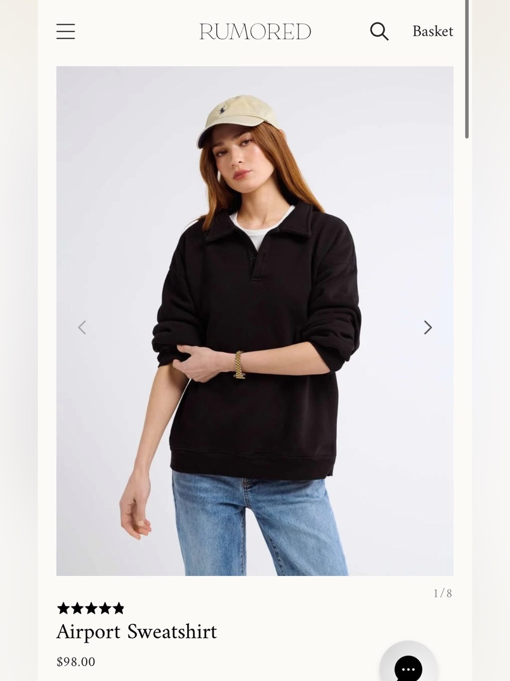 Rumored Black Collared Airport Sweatshirt